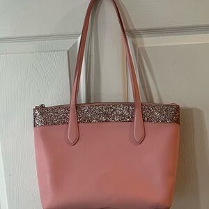 Kate Spade Pink Flash Glitter Large Tote Bag K8706 Purse Sparkly Bling Shimmery